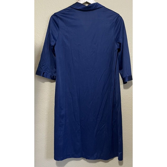 Vintage Vanity Fair Button Up Robe House Coat Sz M Sheer Navy Blue‎ Lightweight - Picture 7 of 7